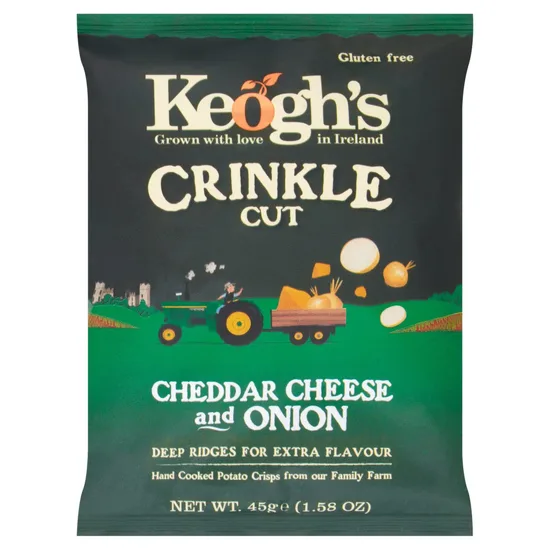 Keogh’s Irish Cheddar and Onion Crisps Gluten Free 45g