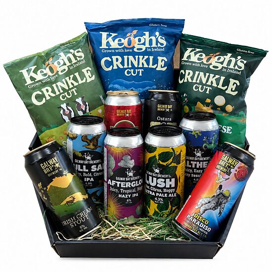 8 + 3 DĀVANU KOMPLEKTS NO ĪRIJAS (IRISH HAMPER) – GALWAY BAY BREWERY & KEOGH’S